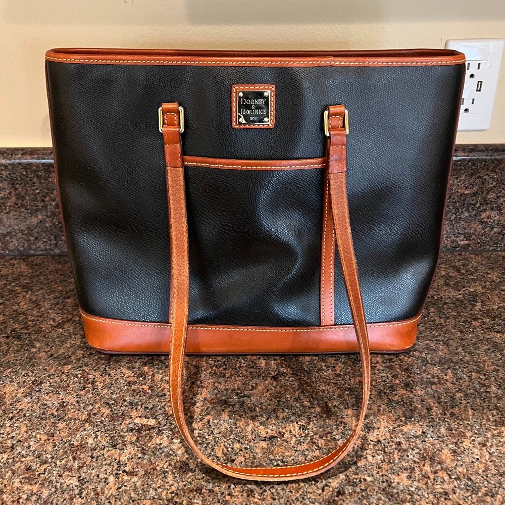 Dooney & Bourke Pebbled Black and Brown Shopper Tote